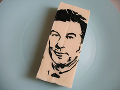 Alec Baldwin on a bloc of Monterrey cheese as conceptualized and created by an artist named Rakka on Flickr.com who has been gracious enough to allow use of his/her work. For more of the artist's work, please click on the photo. 